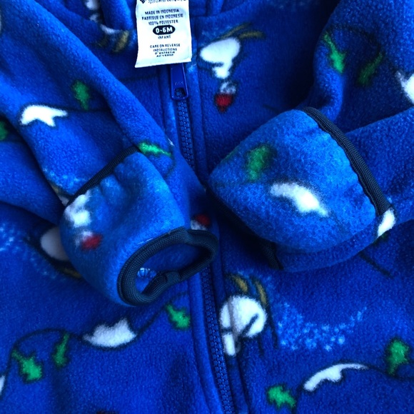 Columbia infant 0-6M winter snow one piece skiing snowman blue romper snow suit - Picture 3 of 8